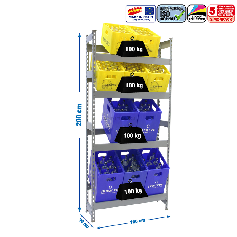 Estante para Garrafas SIMONBOTTLE 4-2000X1000X300 Cinzento