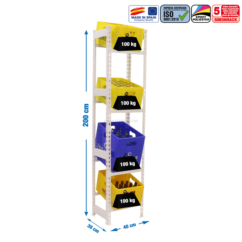Estante para Garrafas SIMONBOTTLE 4-2000X400X300 Branco