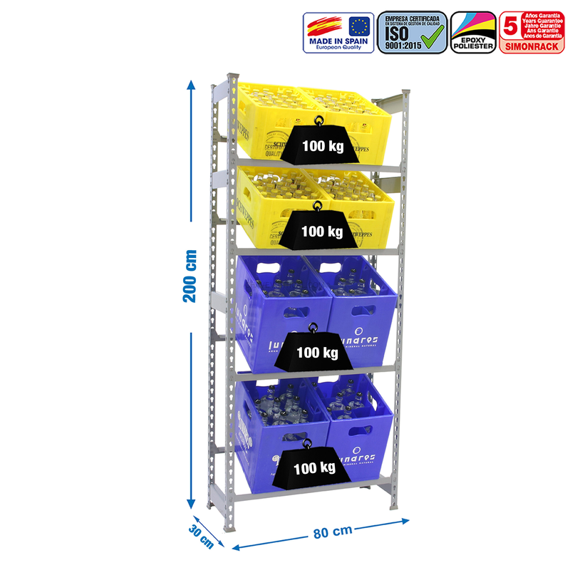 Estante para Garrafas SIMONBOTTLE 4-2000X800X300 Cinzento