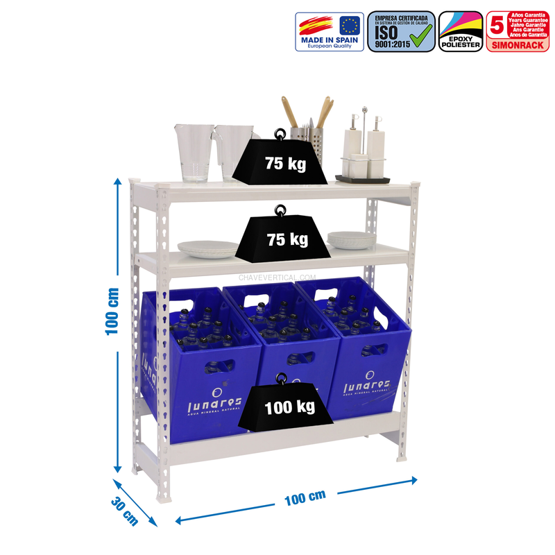 Estante para Garrafas SIMONBOTTLE SHELF 1-2- 1000X1000X300 BCO/BCO