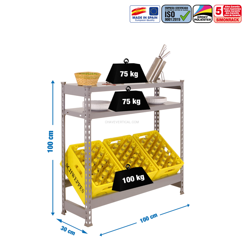 Estante para Garrafas SIMONBOTTLE SHELF 1-2- 1000X1000X300 Cinzento/Cinzento