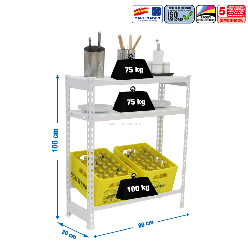 Estante para Garrafas SIMONBOTTLE SHELF 1-2- 1000X800X300 BCO/BCO