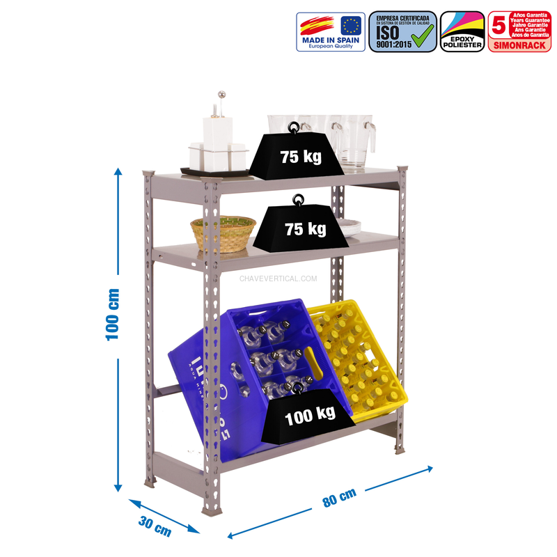Estante para Garrafas SIMONBOTTLE SHELF 1-2- 1000X800X300 Cinzento/Cinzento