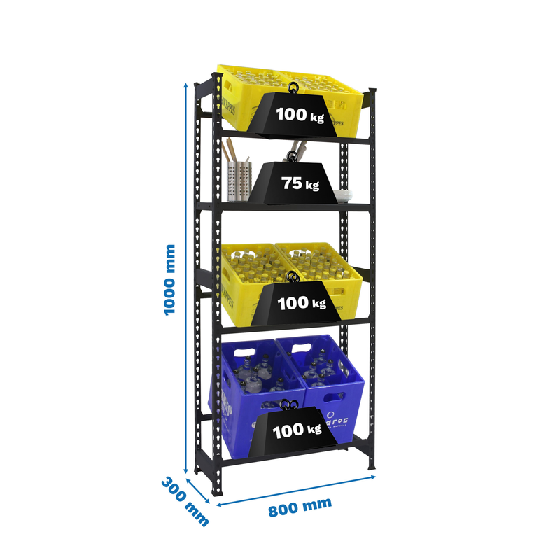 Estante para Garrafas SIMONBOTTLE SHELF 3-1- 1800X800X300 ANTR/ANTR - 1000 x 800 x 300 mm
