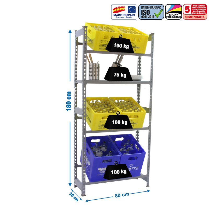 Estante para Garrafas SIMONBOTTLE SHELF 3-1- 1800X800X300 Cinzento/Cinzento - 1000 x 800 x 300 mm