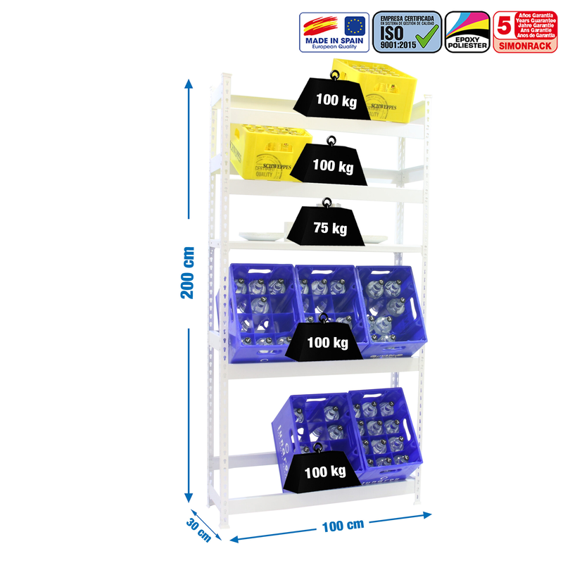 Estante para Garrafas SIMONBOTTLE SHELF 4-1 - 2000X1000X300 BCO/BCO