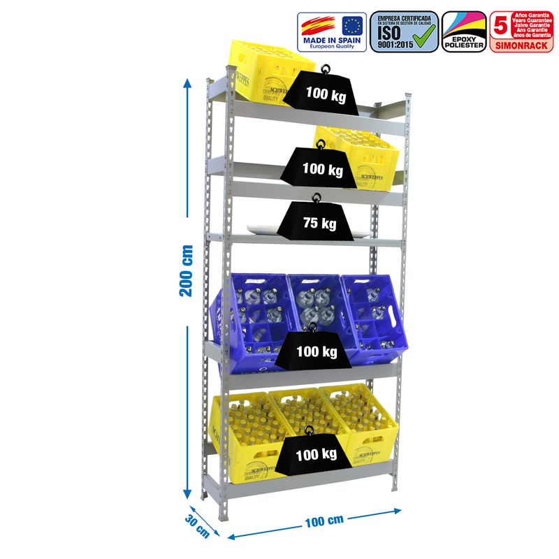 Estante para Garrafas SIMONBOTTLE SHELF 4-1 - 2000X1000X300 Cinzento/GRI
