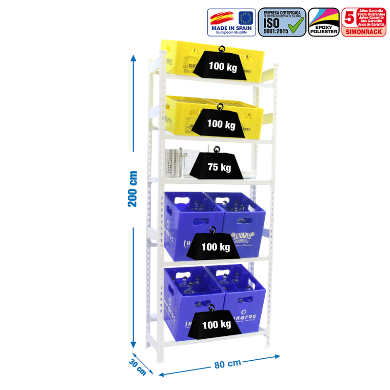 Estante para Garrafas SIMONBOTTLE SHELF 4-1 - 2000X800X300 BCO/BCO