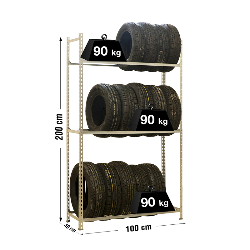 Estante para Pneus e Jantes AUTOCLICK RodaS PLUS 3/400 Galvanizado - 2000 x 1000 x 400 mm