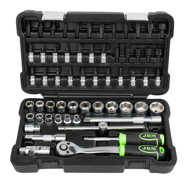 Estojo de Ferramentas 3/8" de 59 Peças com Chaves Hexagonais Zincadas JBM