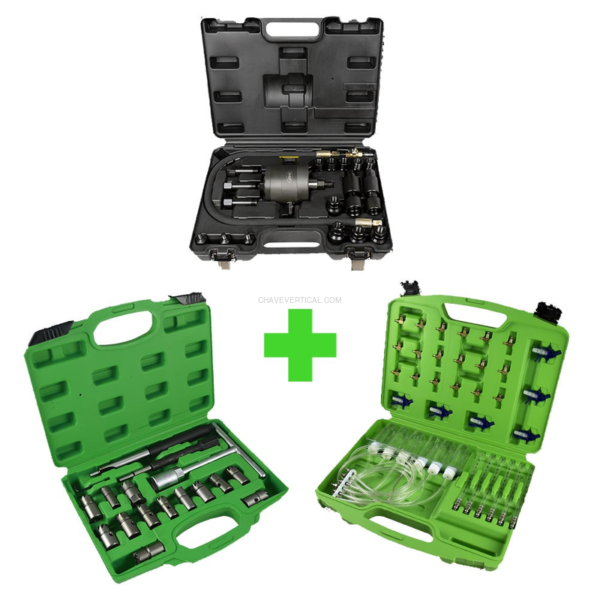 Extrator Pneumático para Injetores 54186 + Kit de Chaves de Injetores 52813 + Comprovador 51493 JBM