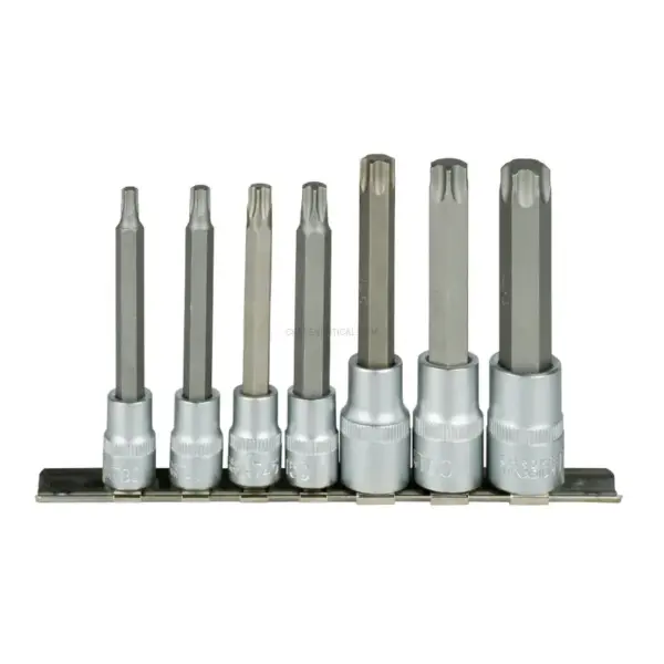 Jogo de 7 Pontas Torx JBM 3/8" e 1/2" T30-T70 CrV Zincado