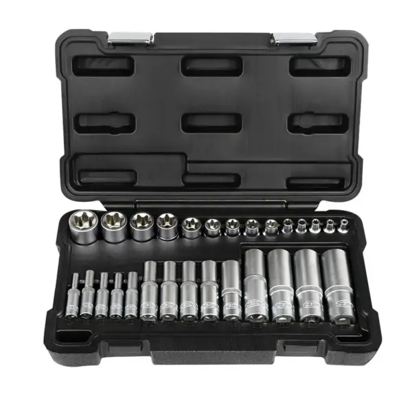 Jogo de Chaves de Caixa Torx JBM 28 Peças 1/4" 3/8" 1/2"