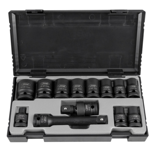 Kit de 13 Chaves de Impacto de 1/2” Hex. + Adaptador JBM