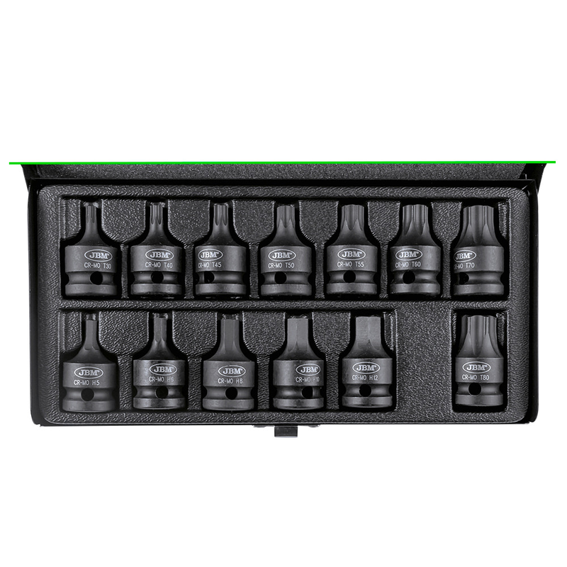 Kit de 13 Chaves de Impacto de 1/2" Hex e Torx JBM