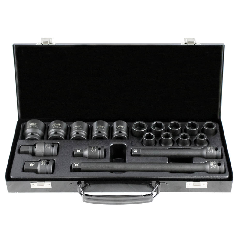 Kit de 19 Chaves de Impacto de 1/2" Hex + Adaptador JBM