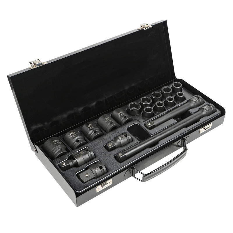 Kit de 19 Chaves de Impacto de 1/2" Hex + Adaptador JBM