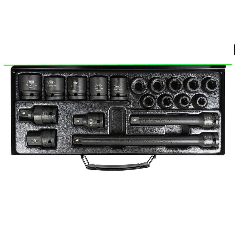 Kit de 19 Chaves de Impacto de 1/2" Hex + Adaptador JBM