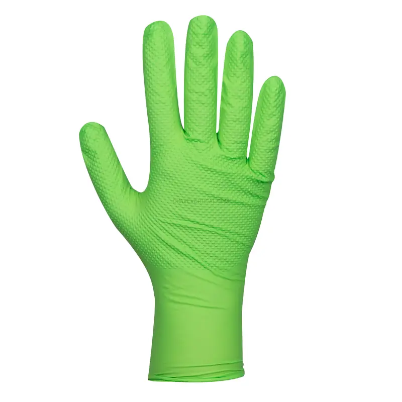 Luvas Descartáveis de Nitrilo JBM Tamanho L 7 mil 100 Unidades Verdes Textura Diamante