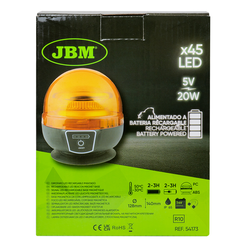 Luz de Emergência LED Recarregável com Base Magnética JBM