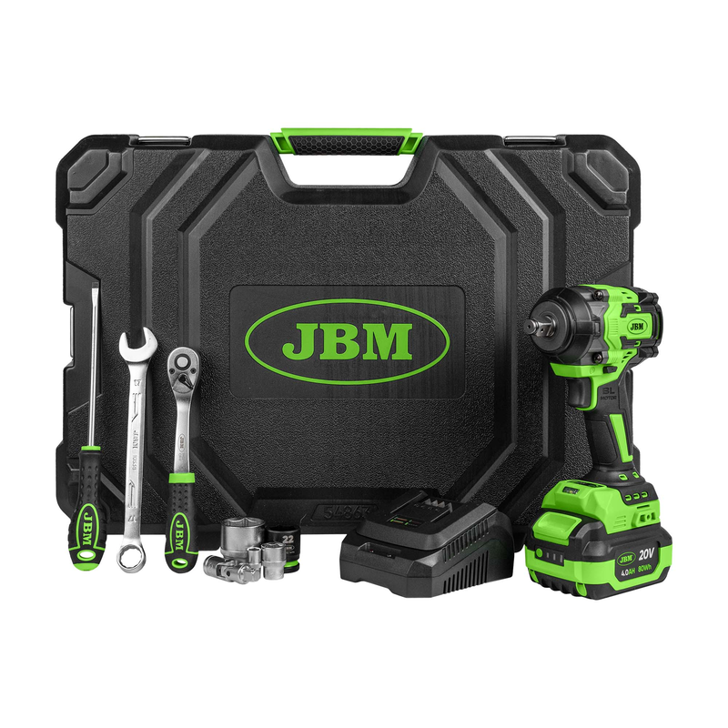 Mala de Ferramentas com Chave de Impacto Sem Escovas a Bateria 800Nm JBM