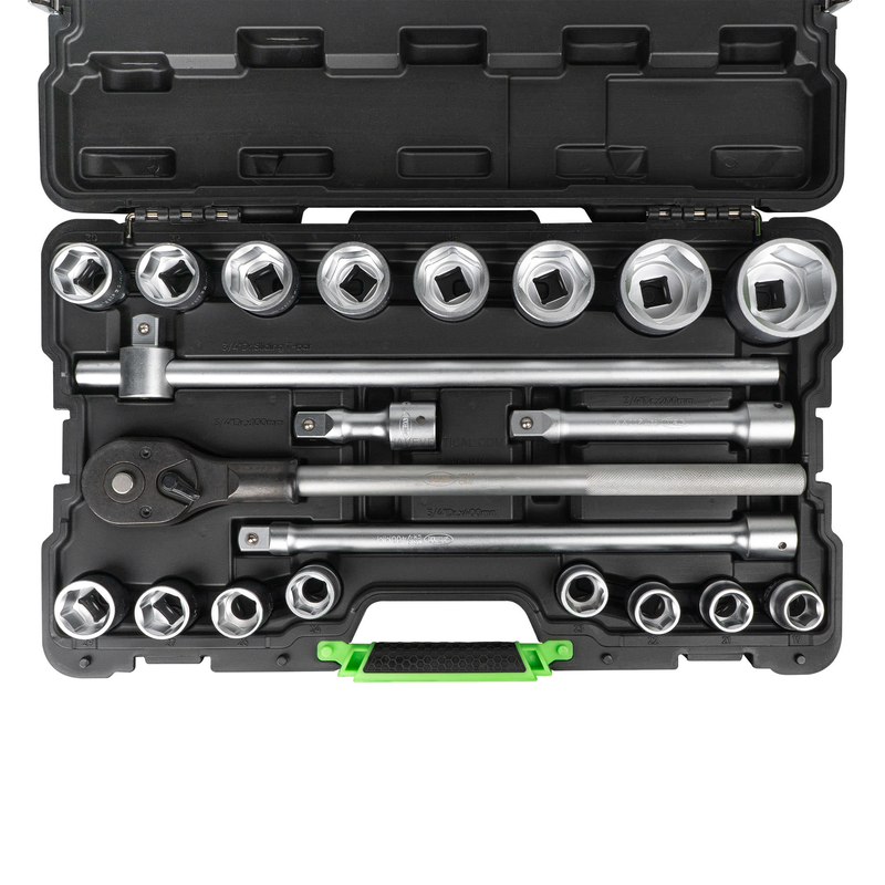 Mala de Ferramentas de 21 Peças com Soquetes Hexagonais 3/4" – Acabamento Zincado JBM