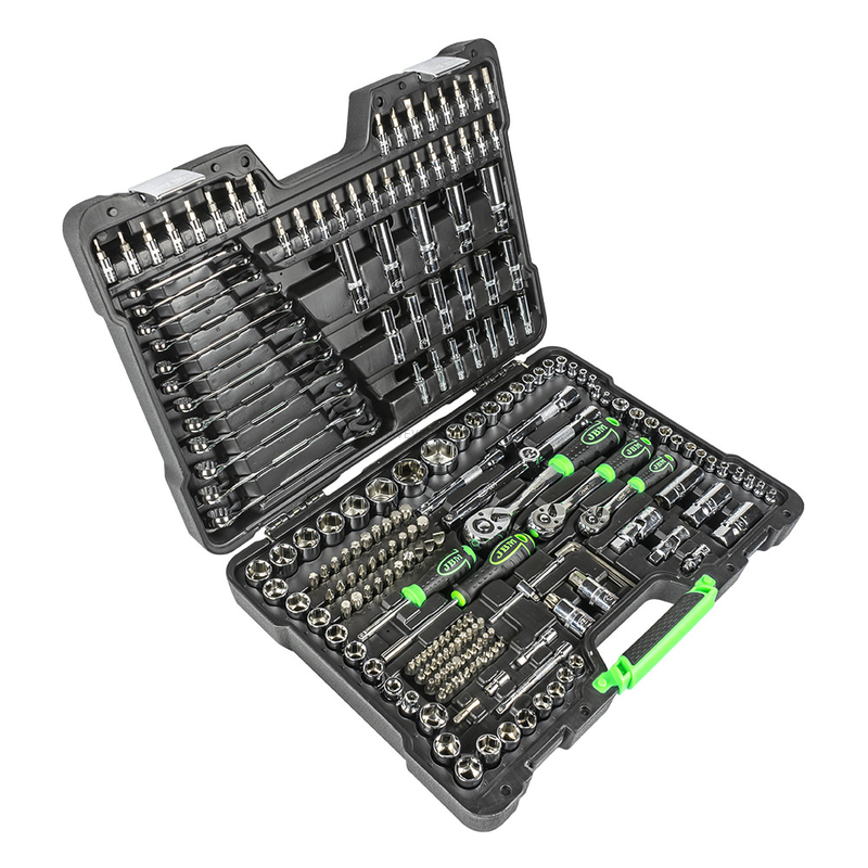 Mala de Ferramentas de 216 Peças com Soquetes Hexagonais de 1/4", 3/8" e 1/2" – Acabamento Cromado JBM