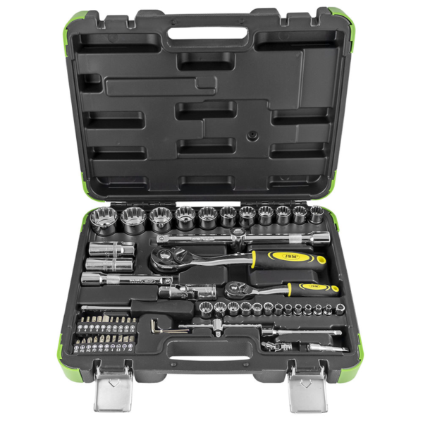 Mala de Ferramentas de 60 Peças com Soquetes Spline 1/2" e 1/4" – Acabamento Cromado JBM