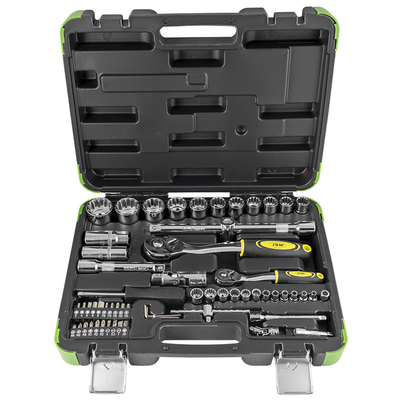 Mala de Ferramentas de 60 Peças com Soquetes Spline 1/2" e 1/4" – Acabamento Cromado JBM