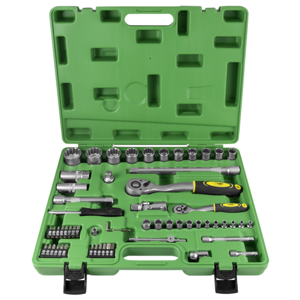 Mala de Ferramentas de 60 Peças com Soquetes Spline 1/2" e 1/4" – Acabamento Zincado JBM