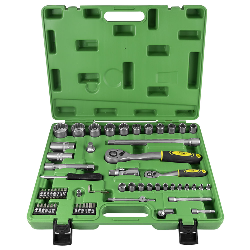 Mala de Ferramentas de 60 Peças com Soquetes Spline 1/2" e 1/4" – Acabamento Zincado JBM