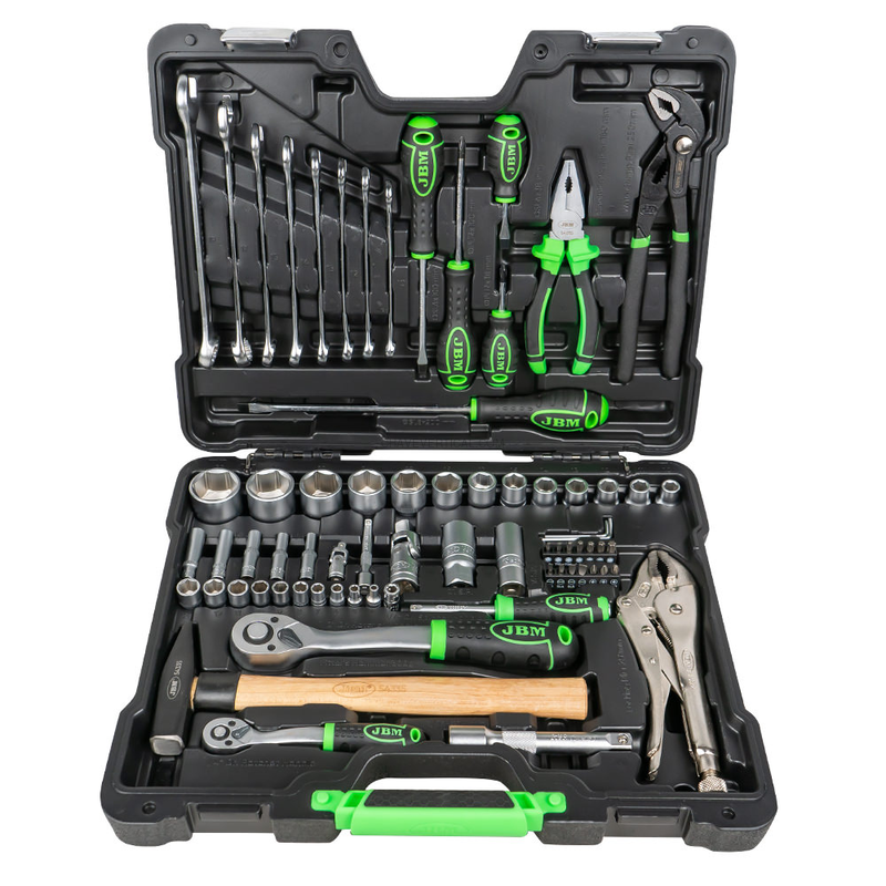 Mala de Ferramentas de 72 Peças com Soquetes Hexagonais 1/4" e 1/2" – Acabamento Zincado JBM