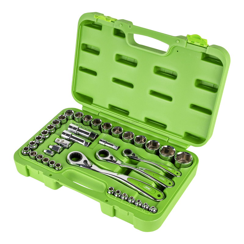 Mala de Ferramentas Go-through de 39 Peças com Soquetes de 1/2", 1/4" e 3/2" – Acabamento Cromado JBM
