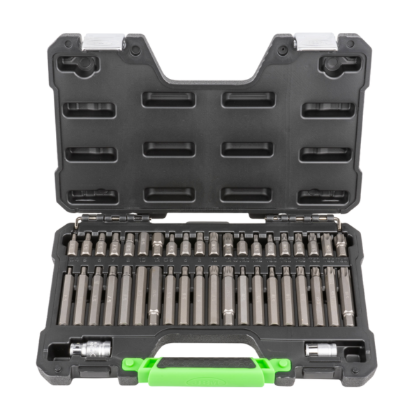 Maleta de Ferramentas de 42 Peças com Pontas Hexagonais, de 12 Cantos e Torx Invioláveis 1/2" e 3/8 JBM