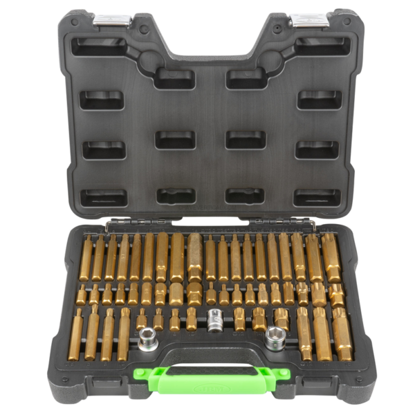 Maleta de Ferramentas de 55 Peças com Pontas Hexagonais, de 12 Cantos e Torx e Adaptadores 1/2" e 3/ JBM