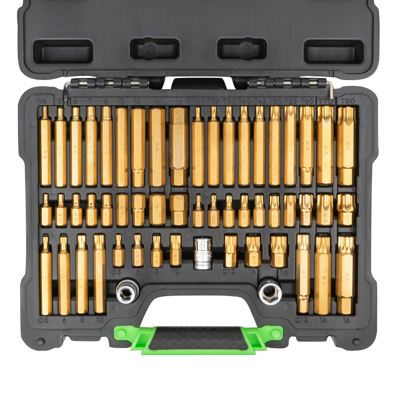 Maleta de Ferramentas de 55 Peças com Pontas Hexagonais, de 12 Cantos e Torx e Adaptadores 1/2" e 3/ JBM