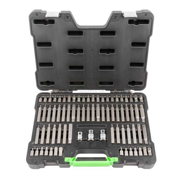 Maleta de Ferramentas de 75 Peças com Pontas Hexagonais, Xzn, Ribe, Torx e Torx Invioláveis 1/2" e 3 JBM