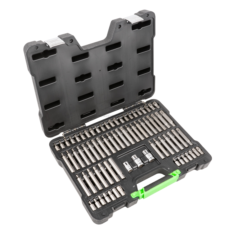 Maleta de Ferramentas de 75 Peças com Pontas Hexagonais, Xzn, Ribe, Torx e Torx Invioláveis 1/2" e 3 JBM