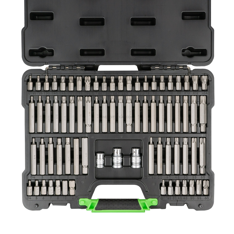Maleta de Ferramentas de 75 Peças com Pontas Hexagonais, Xzn, Ribe, Torx e Torx Invioláveis 1/2" e 3 JBM