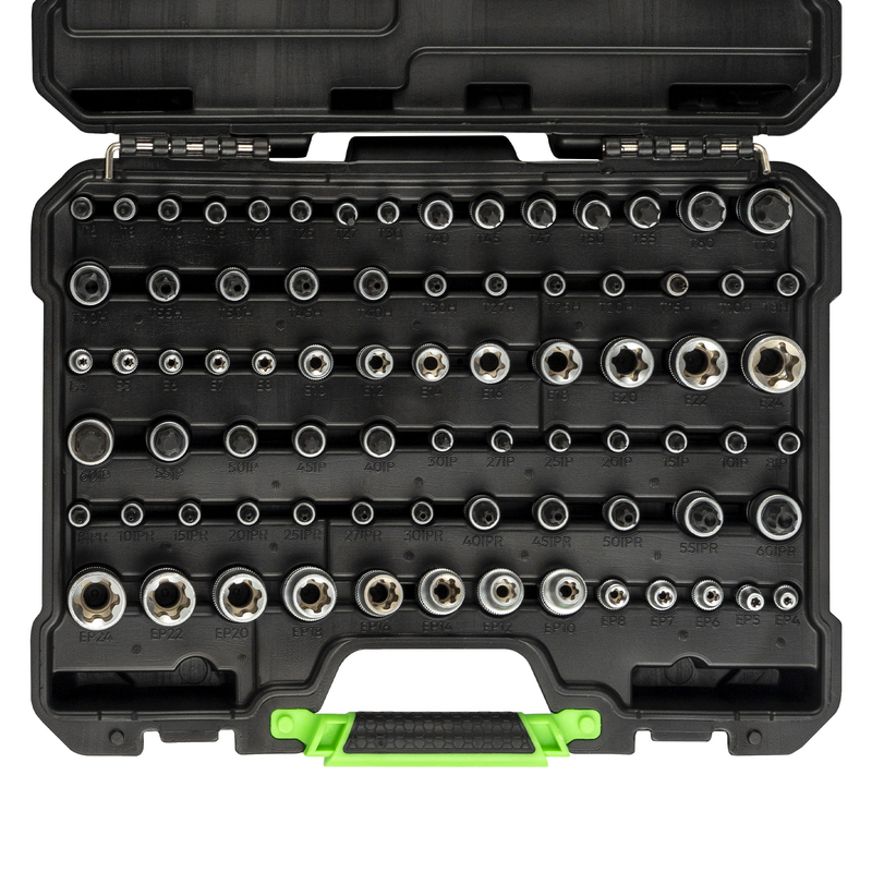 Maleta de Ferramentas de 77 Peças com Soquetes e Pontas Torx/torx Plus JBM