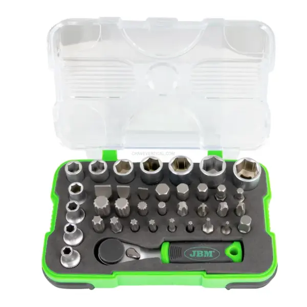 Mini Estojo de 37 Pontas e Chaves de Caixa JBM 1/4" Roquete 72 Dentes CrV
