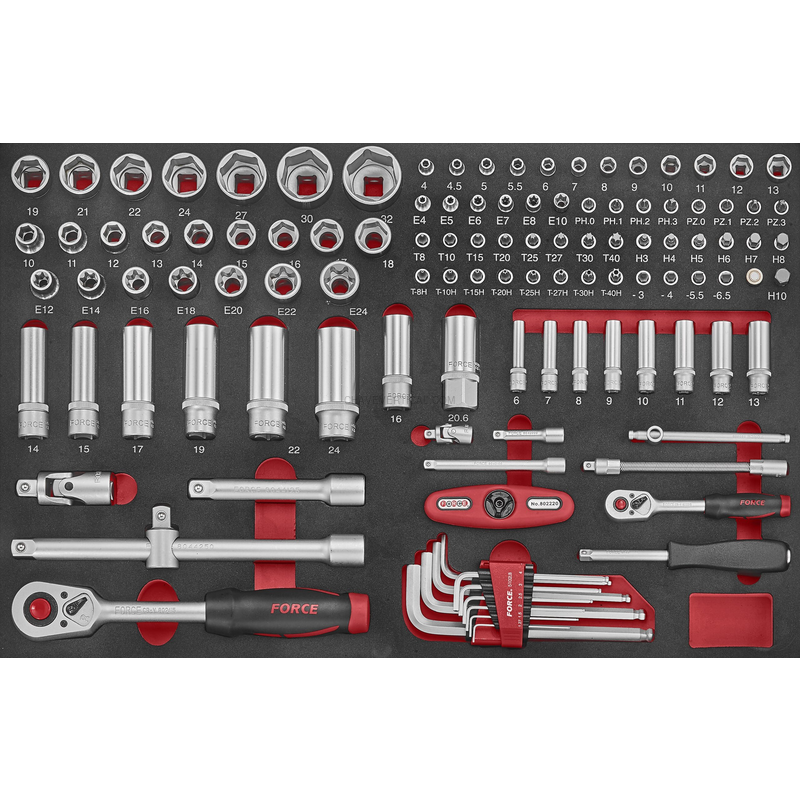 Módulo de Ferramentas FORCE 41161 116 Peças 1/4" e 1/2"