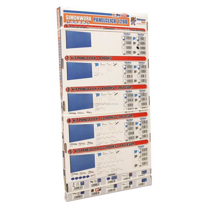 Painel Perfurado para Ferramentas PANELCLICK 1200X600 Branco + 14 HOOK + 3 ACCE - 600 x 1200 x 35 mm