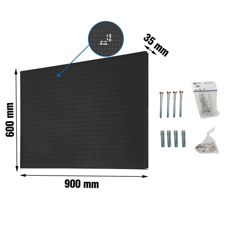 Painel Perfurado para Ferramentas PANELCLICK 900X600 Antracite + 14 HOOK + 3 ACCE - 600 x 900 x 35 mm