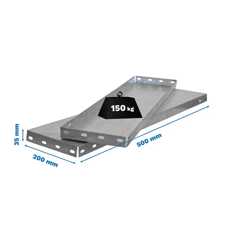 Prateleira para Estante 500X200 Galvanizado - 500 x 200 x 35 mm