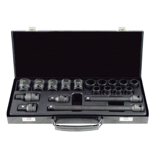 Set 19 Peças de Impacto de 1/2” com 14 Vasos de 12 Cantos + Adaptadores JBM